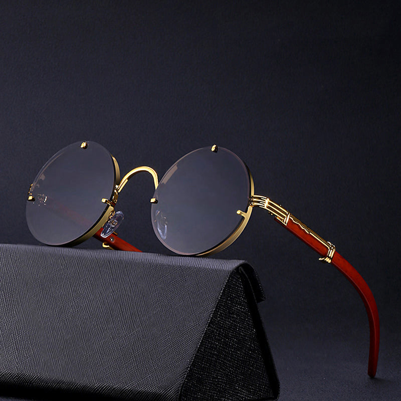 Retro Round Sunglasses – Steampunk Gold Accents