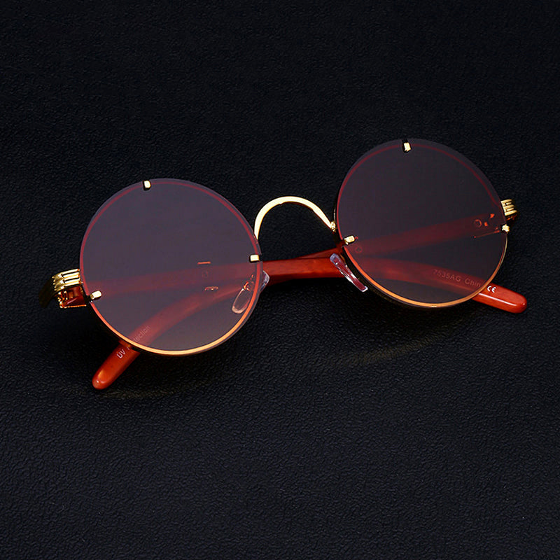 Retro Round Sunglasses – Steampunk Gold Accents