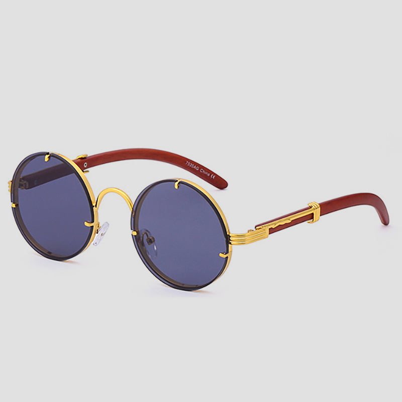 Retro Round Sunglasses – Steampunk Gold Accents