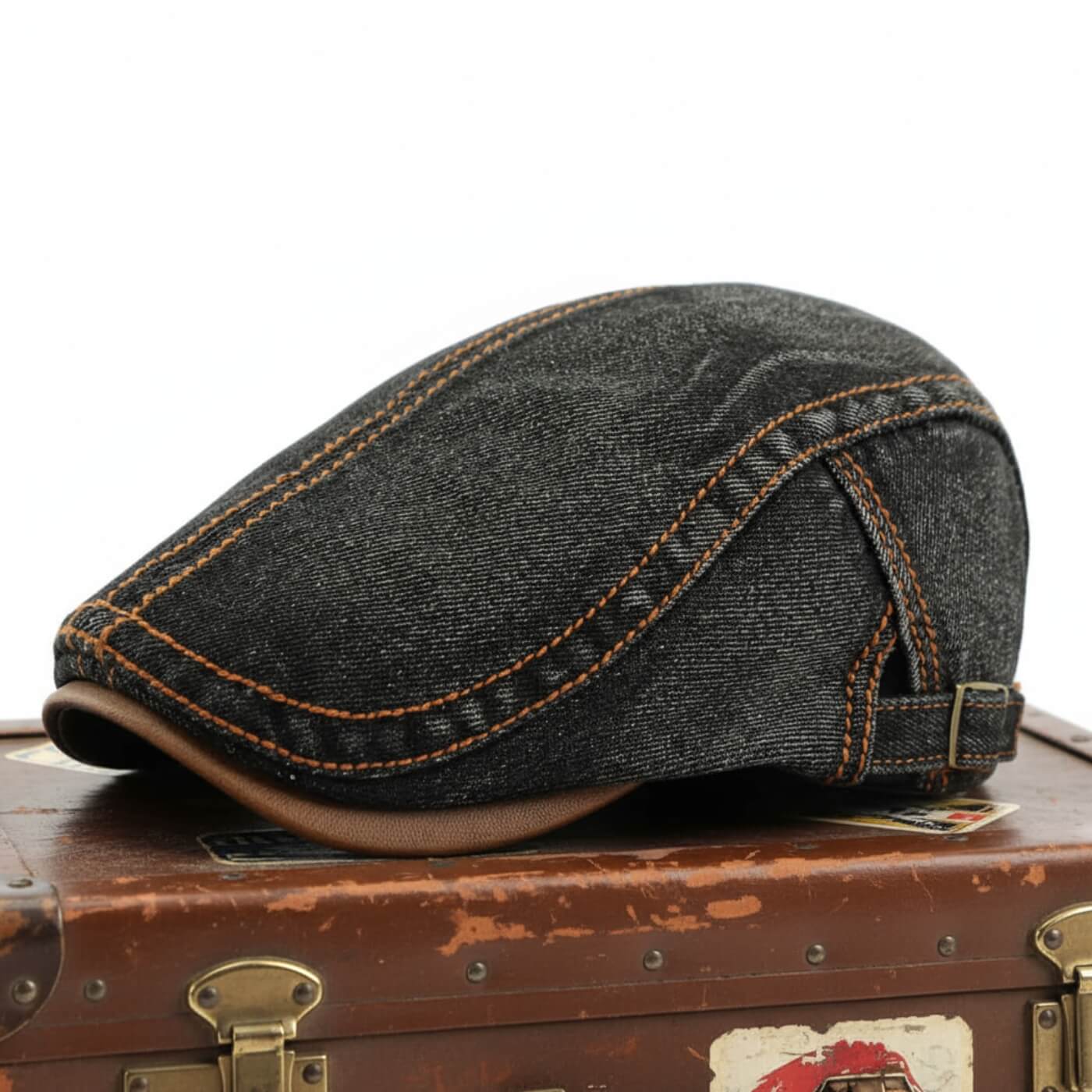 Denim Flat Cap - Adjustable Cotton