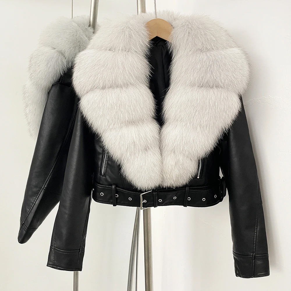 Fur Collared Aviator Jacket | Modern Edgy Designer Coat