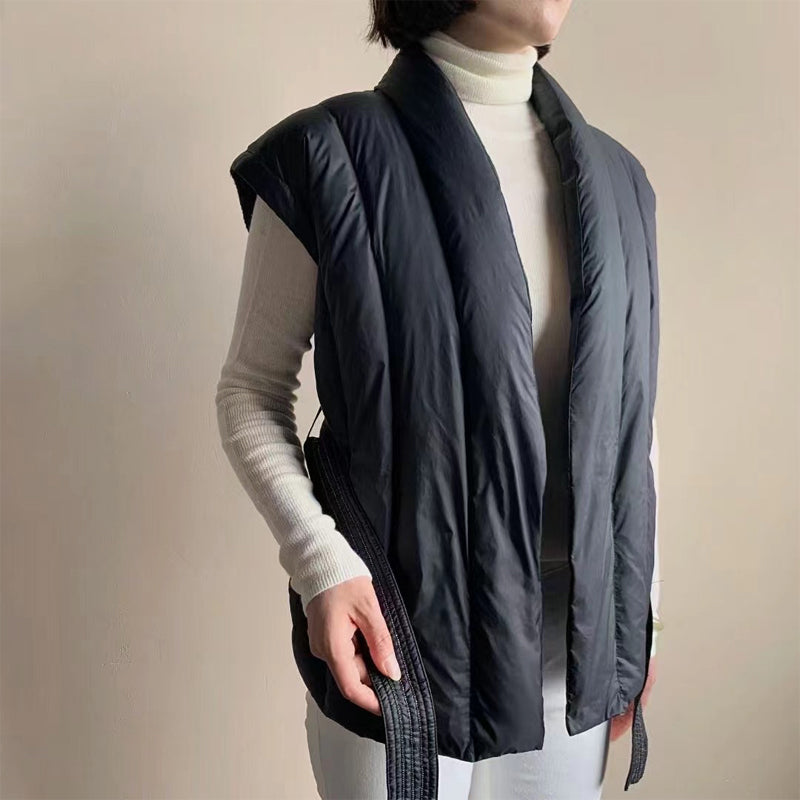 Puffer Belted Vest – Quilted Wrap