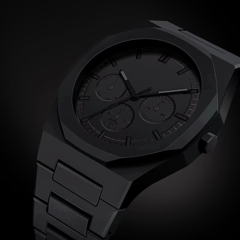 Matte Black Chronograph Watch - Men's Elegant Timepiece