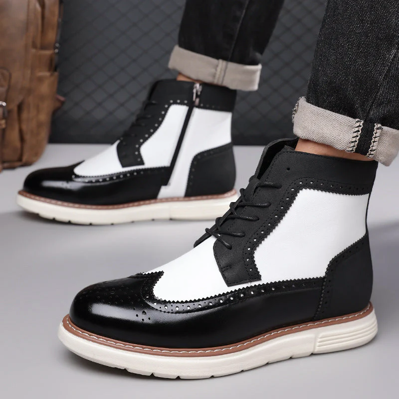 Men's Brogue Boots - Lace-Up Ankle