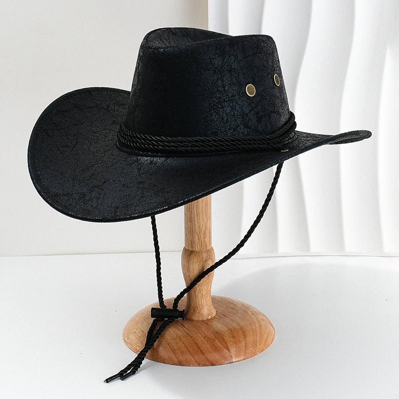Men's Cowboy Hat - Wide Brim PU Leather