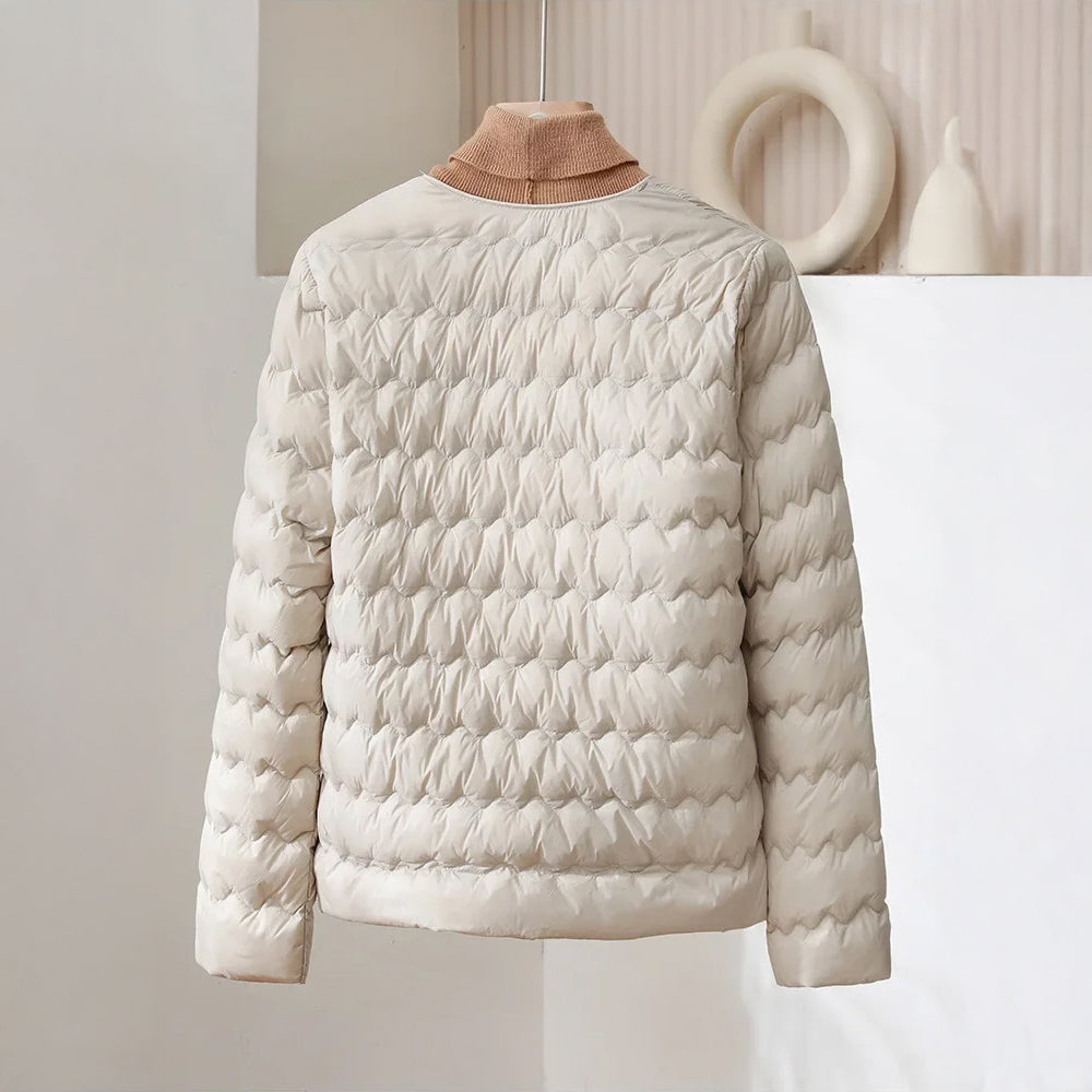 Collarless Quilted Jacket - Minimalist Down