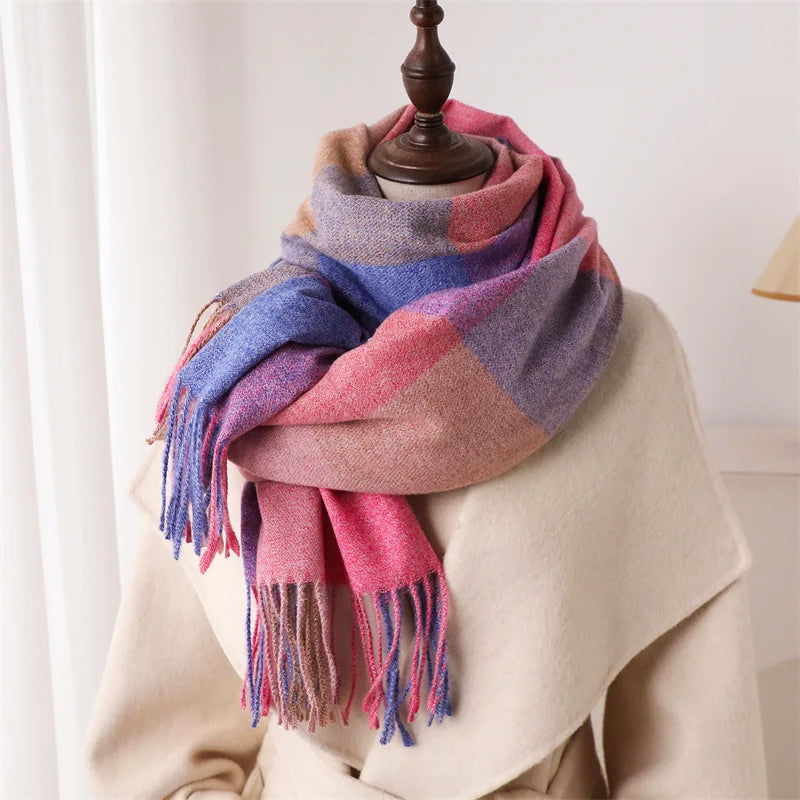 Multicolor Plaid Scarf – Classic Fringe Style