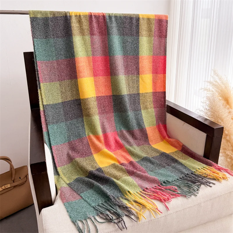 Multicolor Plaid Scarf – Classic Fringe Style