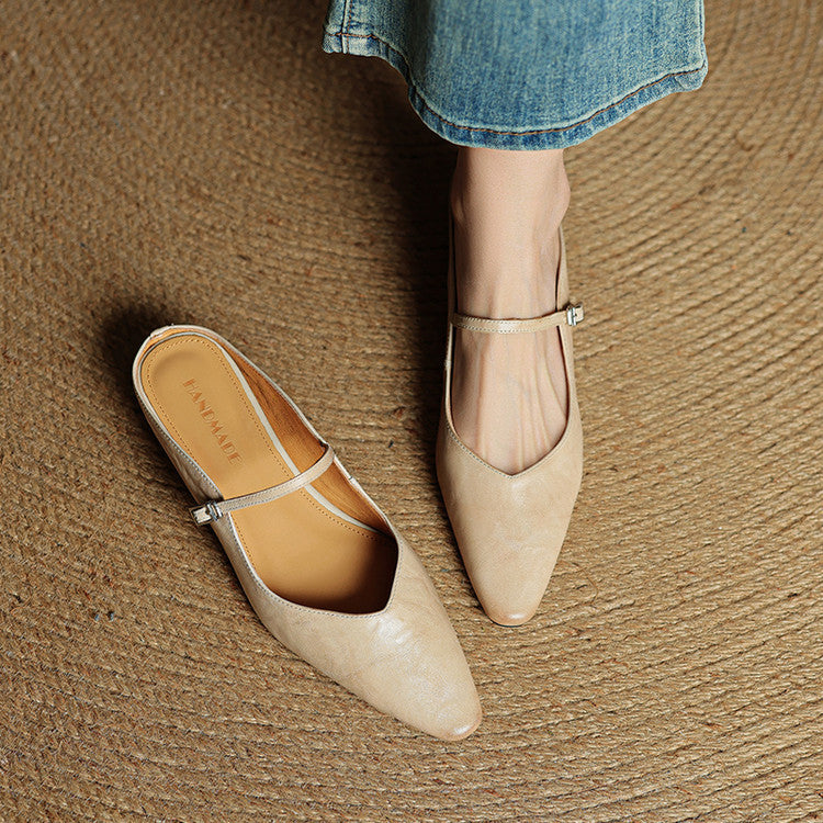 Genuine Leather Mules | Buckled Mary Jane