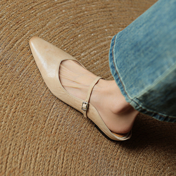 Genuine Leather Mules | Buckled Mary Jane