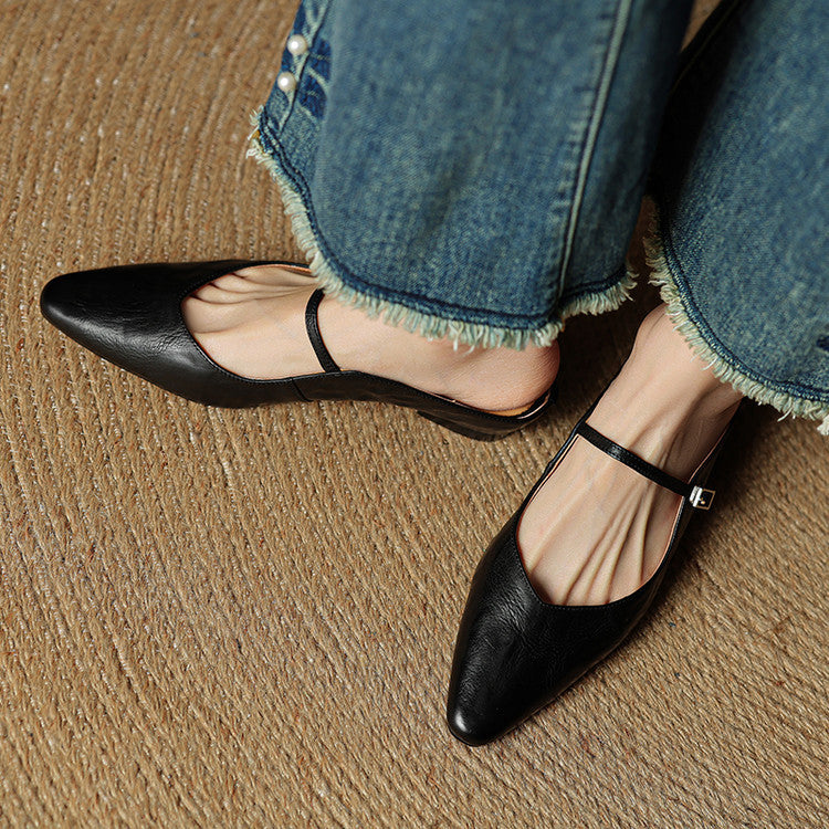 Genuine Leather Mules | Buckled Mary Jane