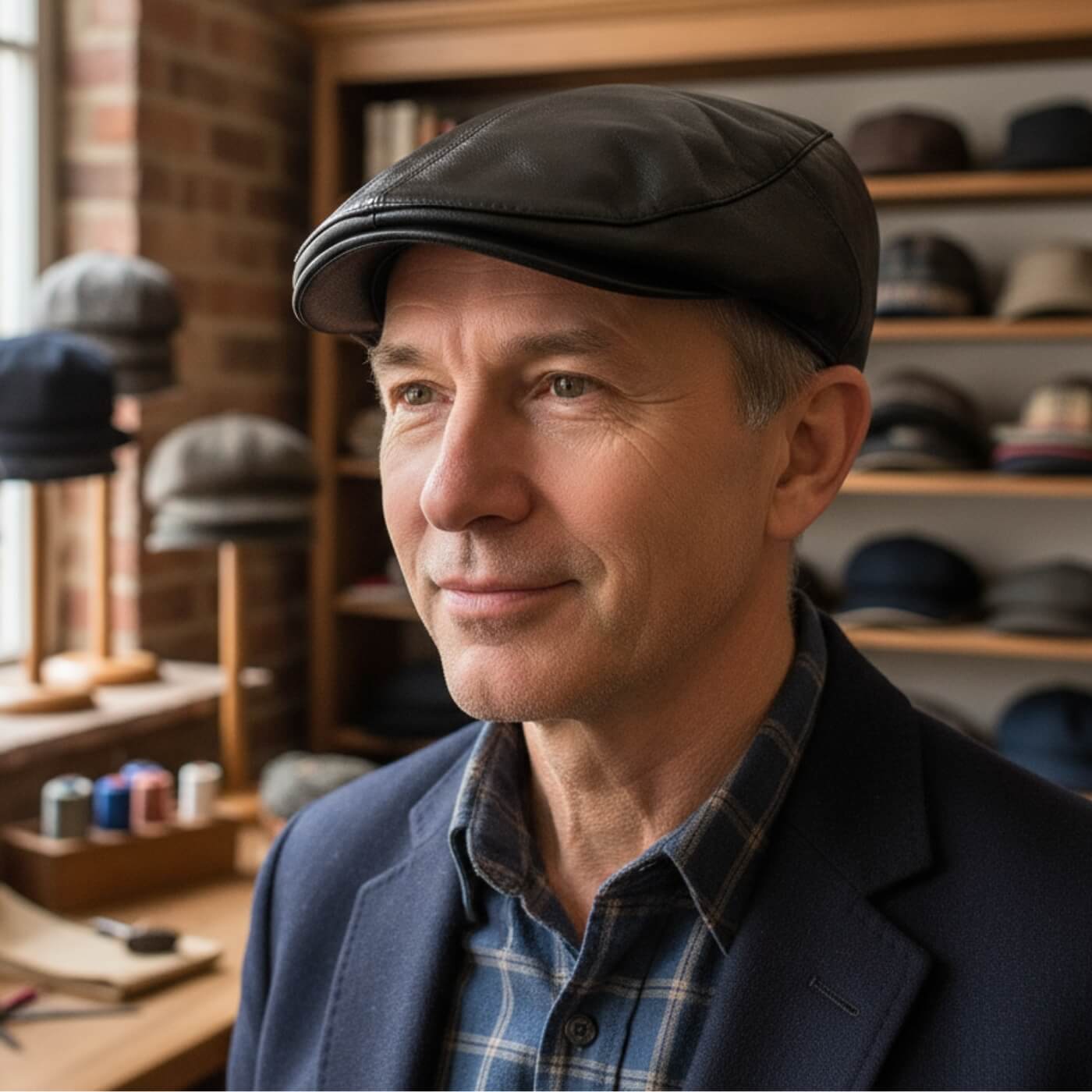 Leather Flat Cap | Classic Minimalist Style