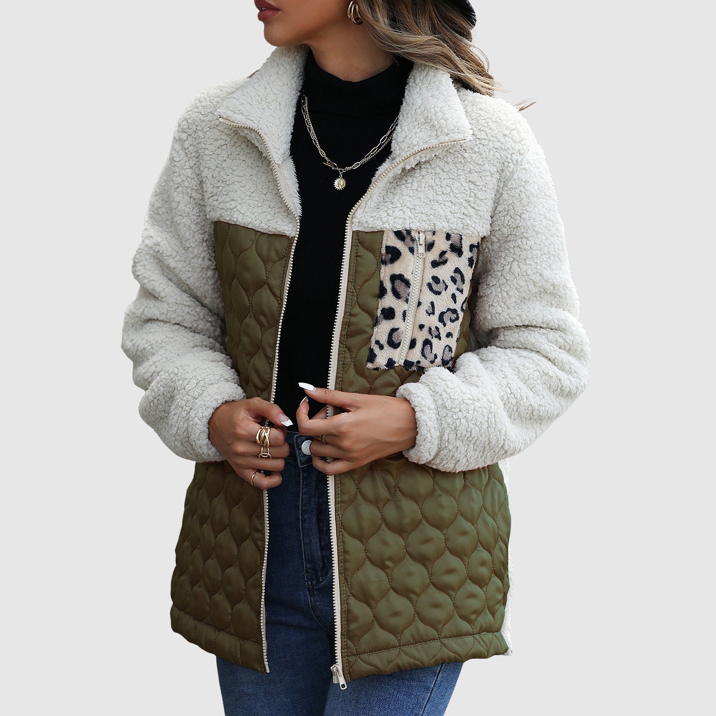 Women's Winter Jacket Patchwork Outerwear