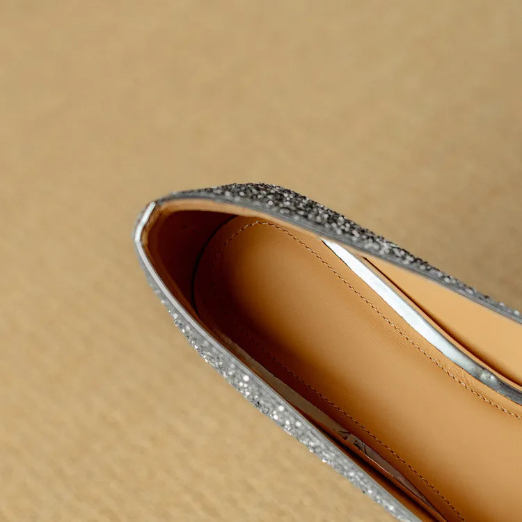 Gloria Glitter Pumps – Elegant Block Heels