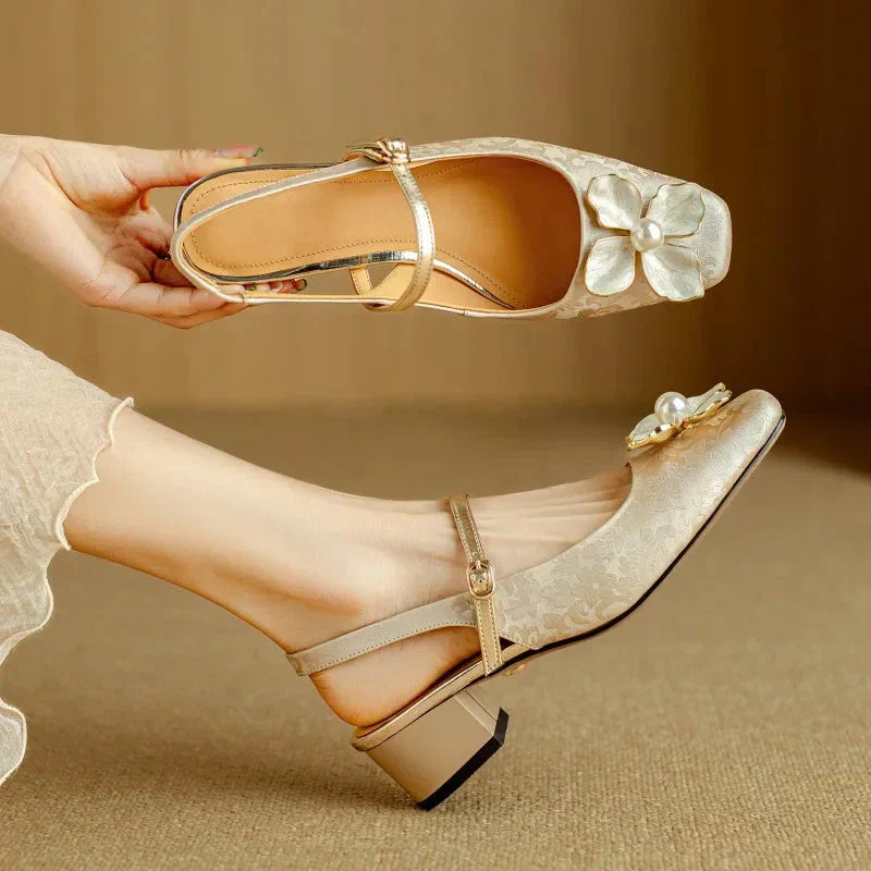 Elegant Pumps Jacquard Block Heel