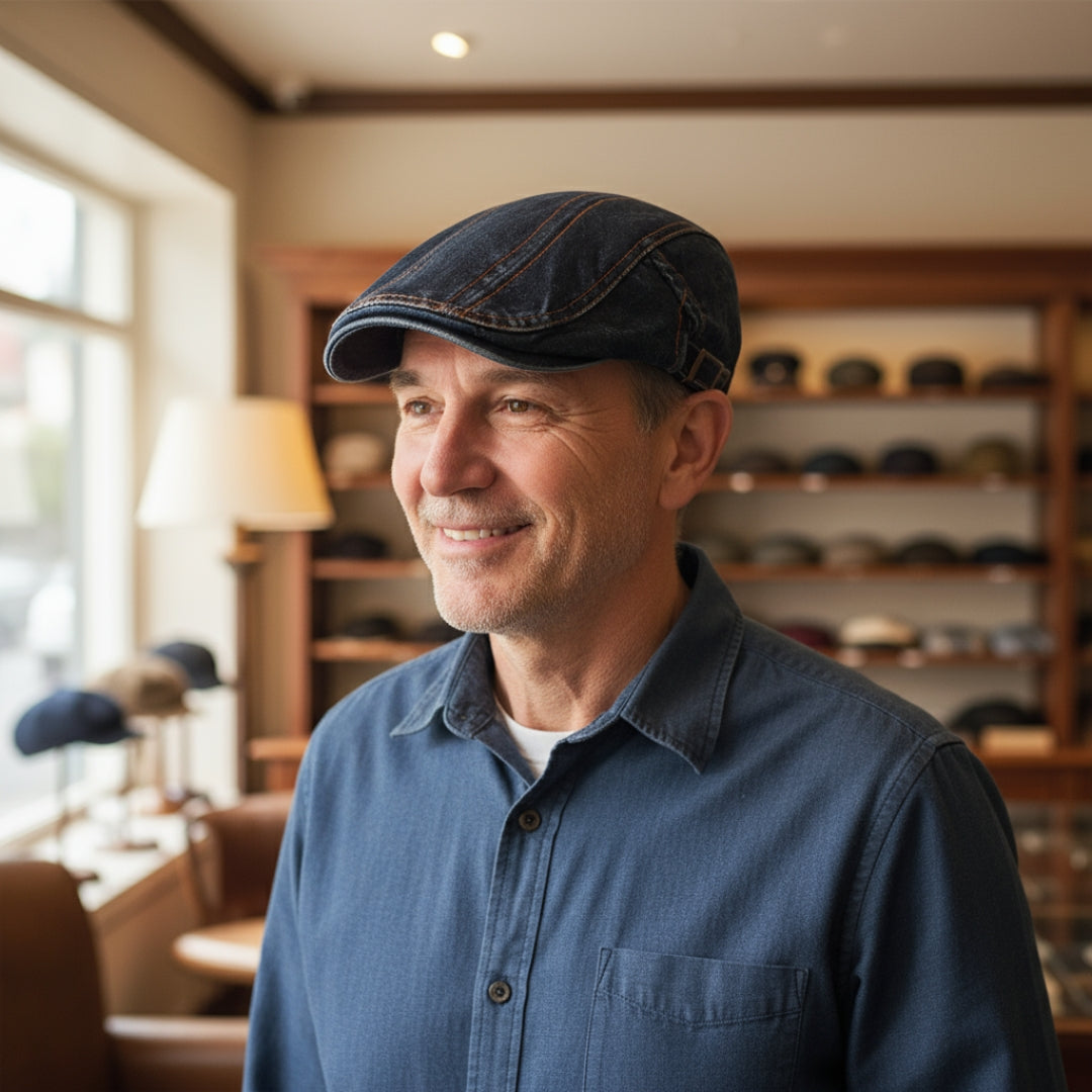 Denim Flat Cap - Adjustable Classic