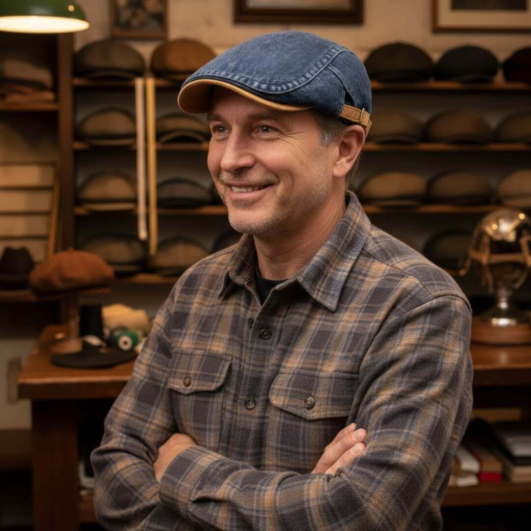 Denim Flat Cap – Classic Cotton