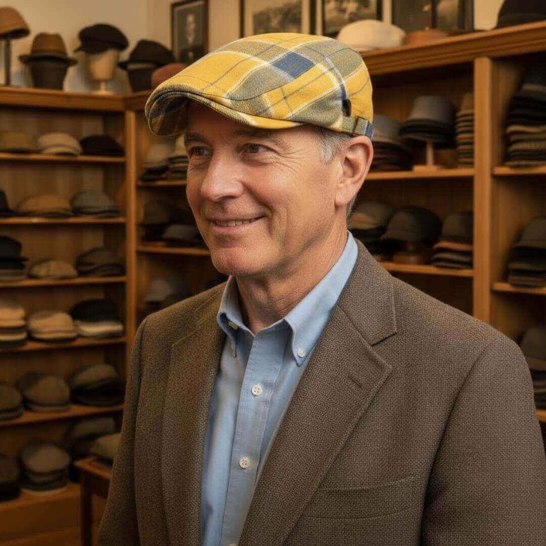 Plaid Cotton Flat Cap | Soft Breathable Hat