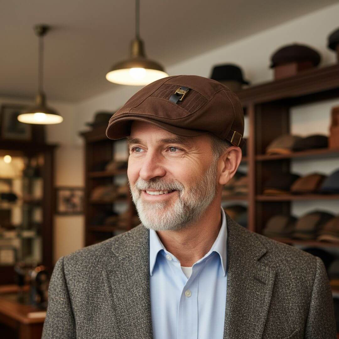Twill Cotton Flat Cap – Adjustable Comfort