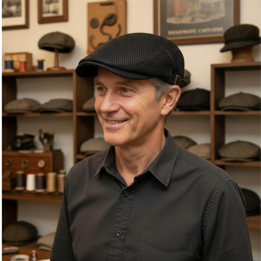 Mesh Acrylic Flat Cap – Breathable, Adjustable