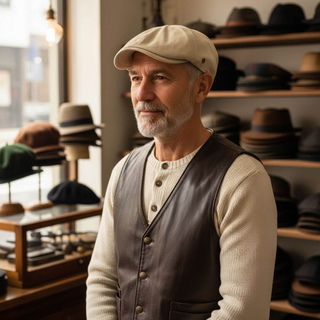 Brushed Cotton Flat Cap | Minimalist Elegance