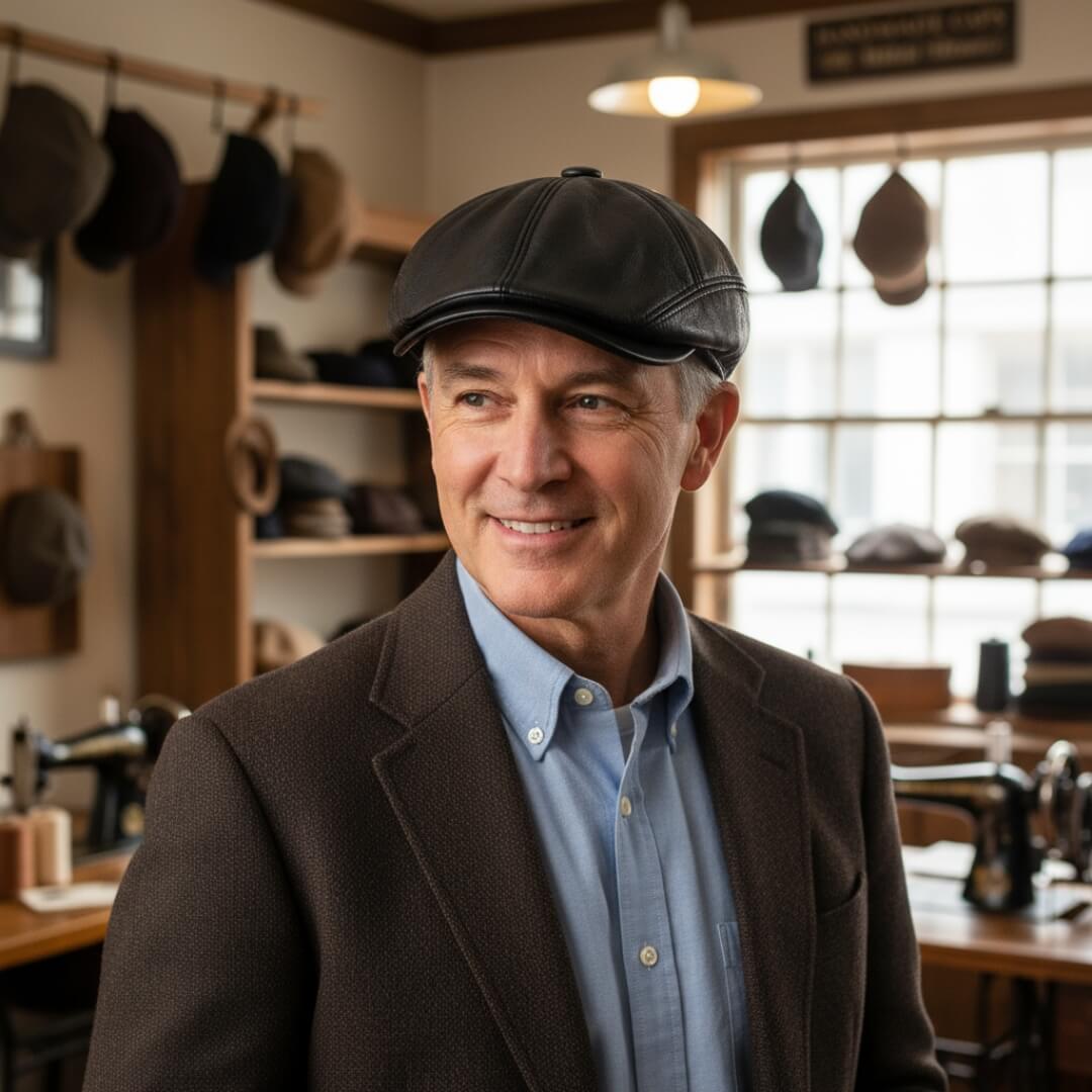 Leather Flat Cap – Classic Stylish Hat