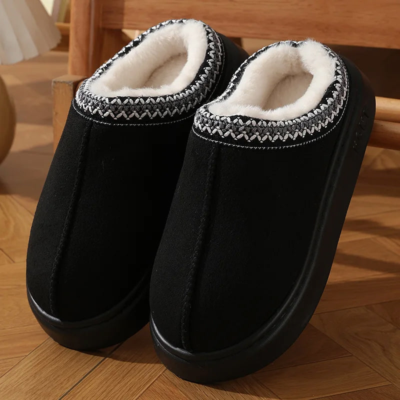 Plush Platform Slippers – Faux Suede Clogs