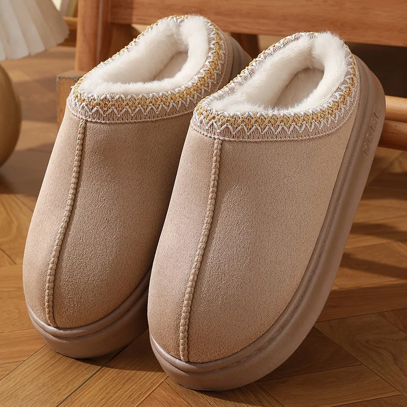 Plush Platform Slippers – Faux Suede Clogs