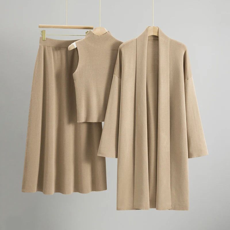 Amber Knit Set – Cozy Sleeveless Top & Skirt