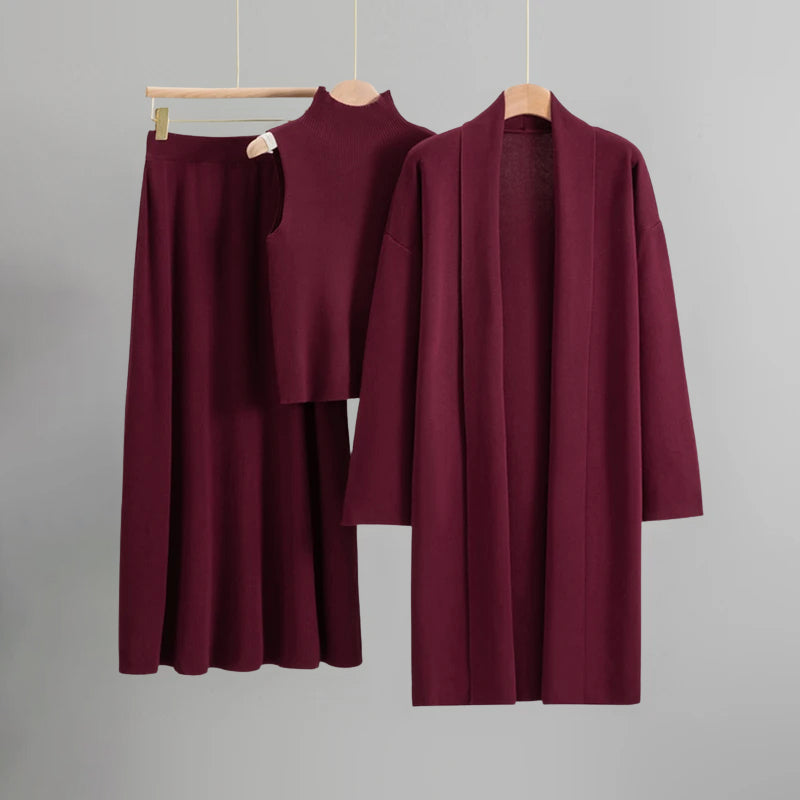 Amber Knit Set – Cozy Sleeveless Top & Skirt