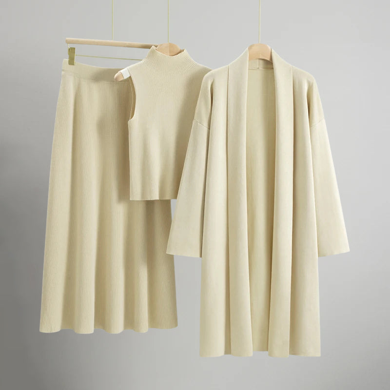 Amber Knit Set – Cozy Sleeveless Top & Skirt