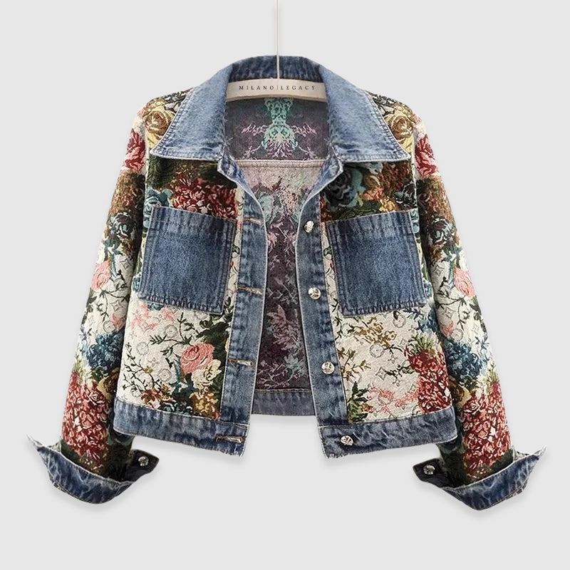 Blossom Denim Jacket - Floral Cotton Coat