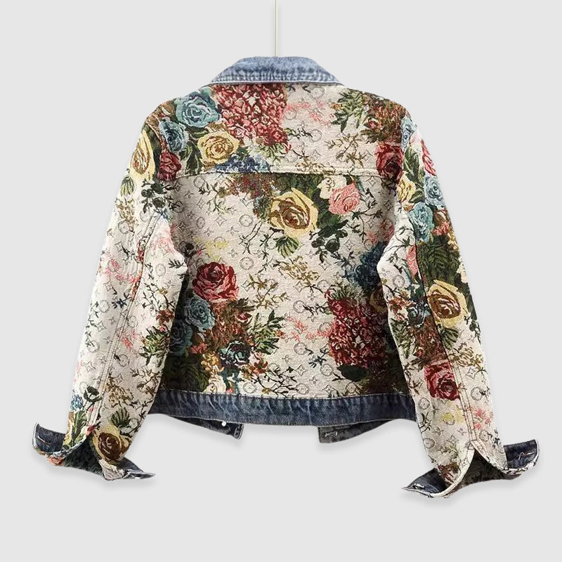 Blossom Denim Jacket - Floral Cotton Coat
