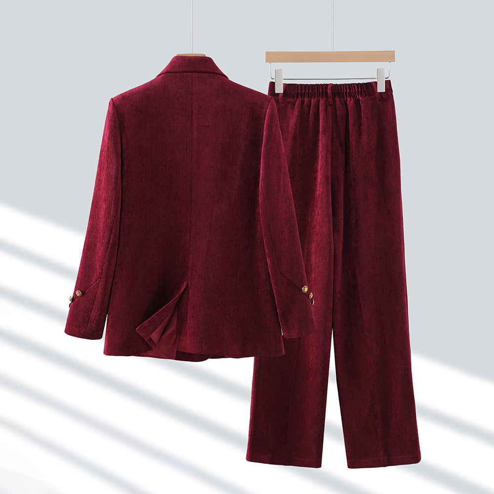 Double Breasted Blazer Set | Elegant Black Suit