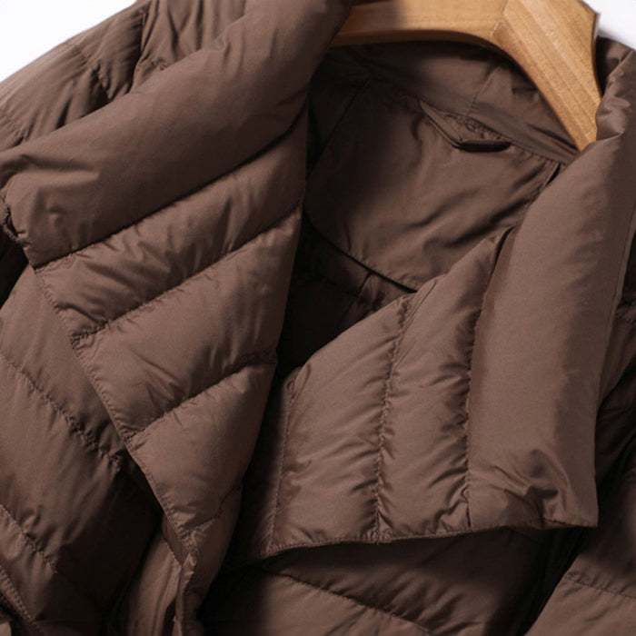 Down Jacket Quilted Tie Belt