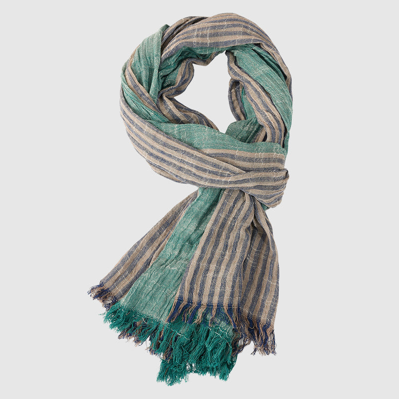 Lightweight Striped Scarf – Elegant Fringe Wrap