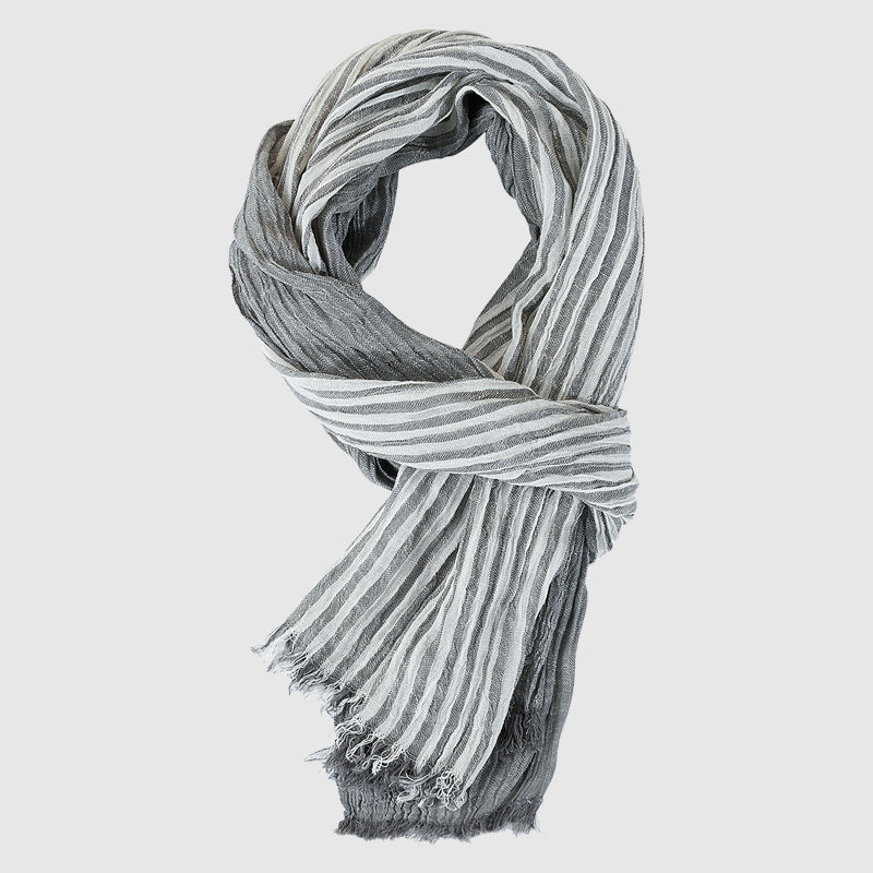 Lightweight Striped Scarf – Elegant Fringe Wrap