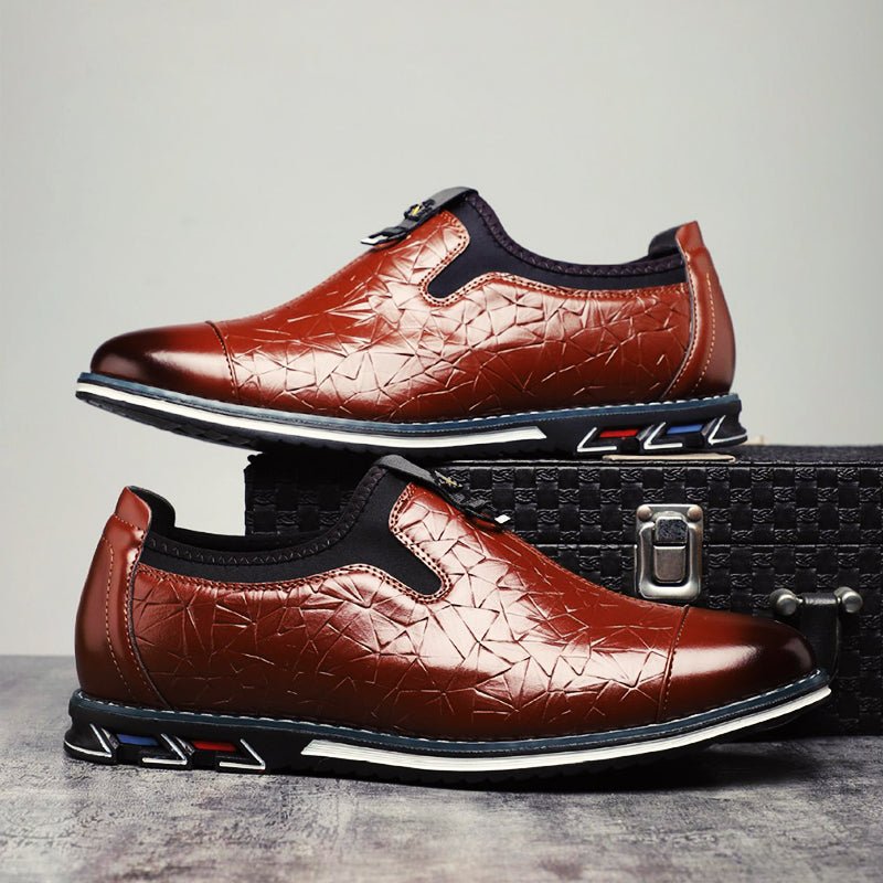 Italian Edge Loafers | Lightweight Geometric Pattern Shoes