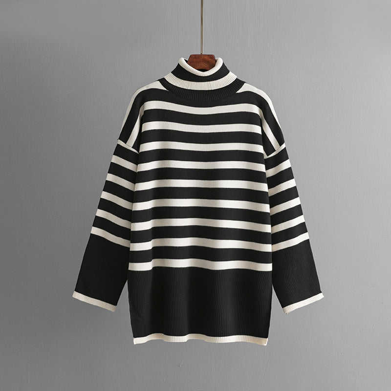 Striped Knit Set | Soft Turtleneck Sweater