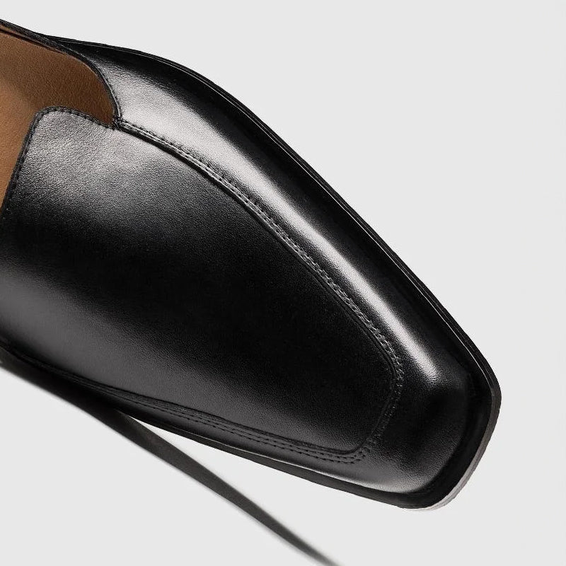 Black Leather Sandals Men | Modern Strap Slip-On | Viretti Milano