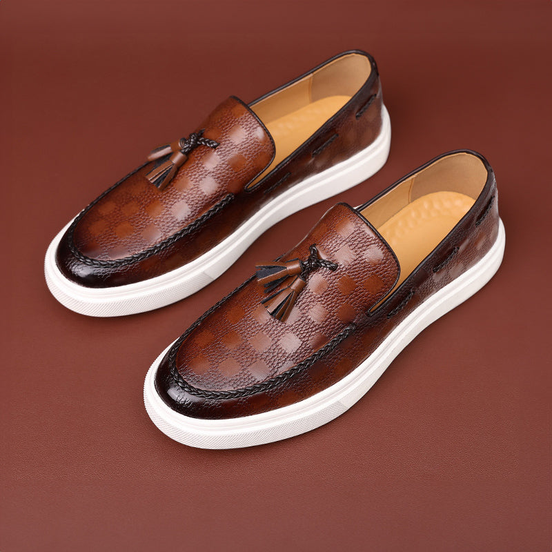 Italian Loafers Embossed Leather Tassel Shoes For Men | Viretti Milano