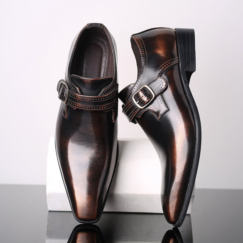 Lacquered Monk Shoes | Willow Finish Men's Formal Shoes with Elegant Buckle | Viretti Milano