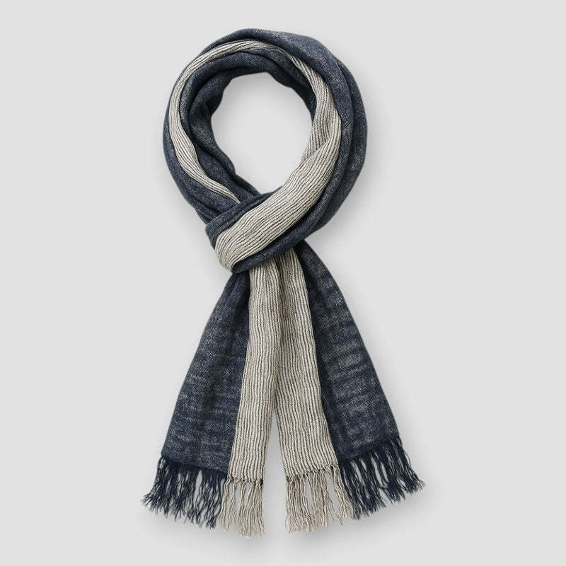 Two-Tone Fringe Scarf – Soft Woven Cotton