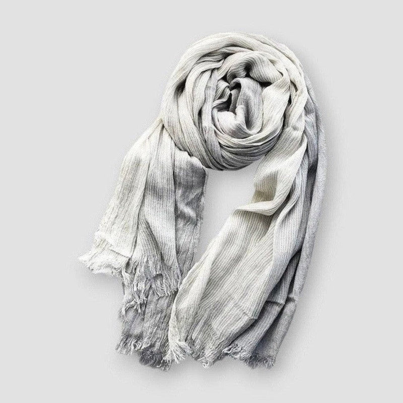 Two-Tone Fringe Scarf – Soft Woven Cotton