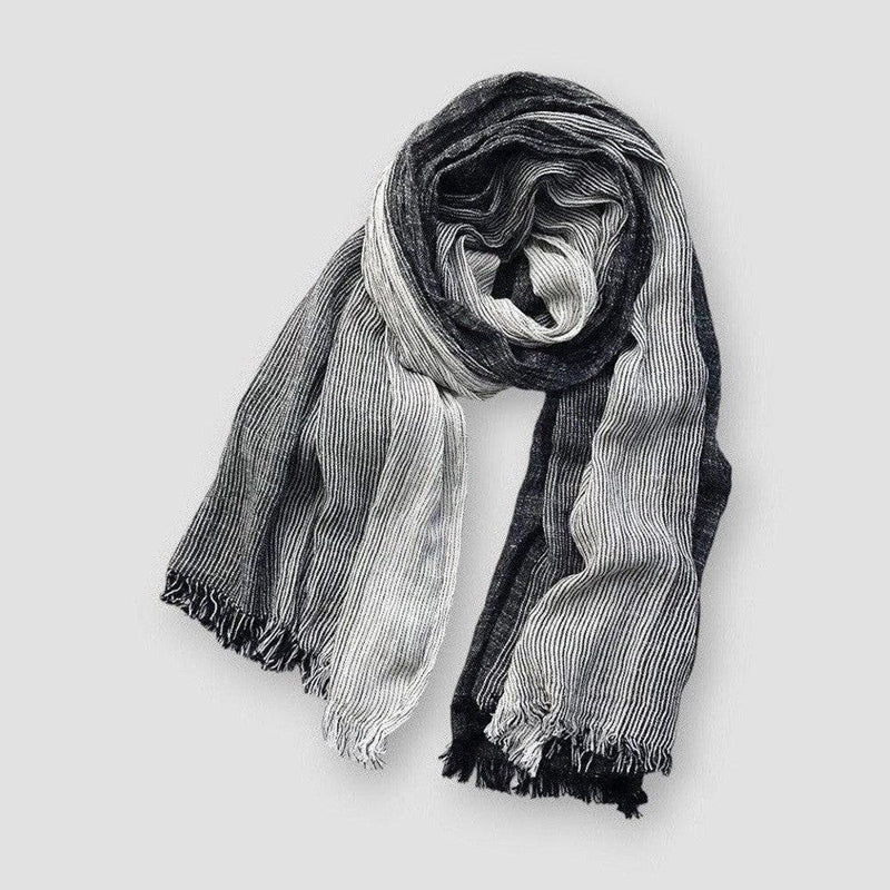Two-Tone Fringe Scarf – Soft Woven Cotton