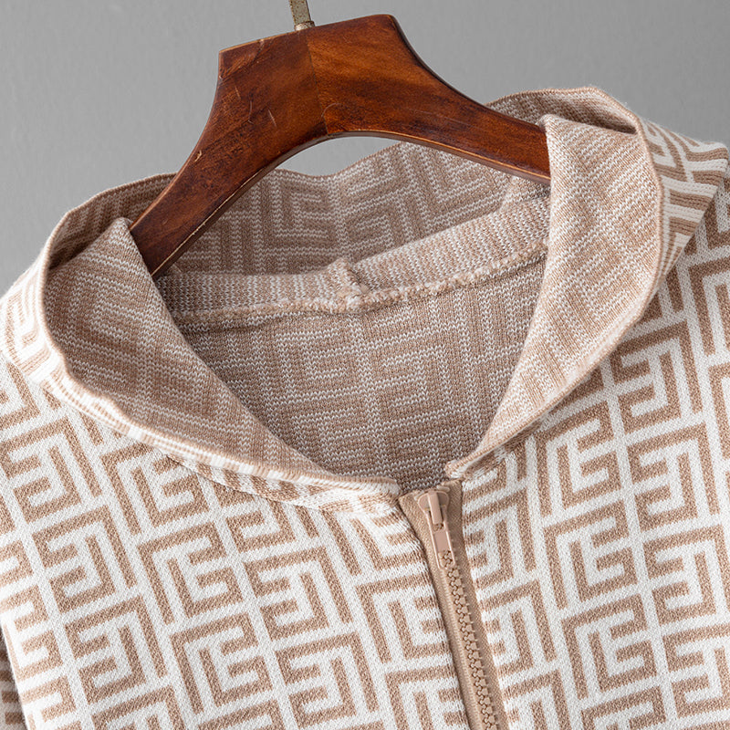 Abstract Beauty Set – Cozy Hooded Cardigan & Wide Leg Pants