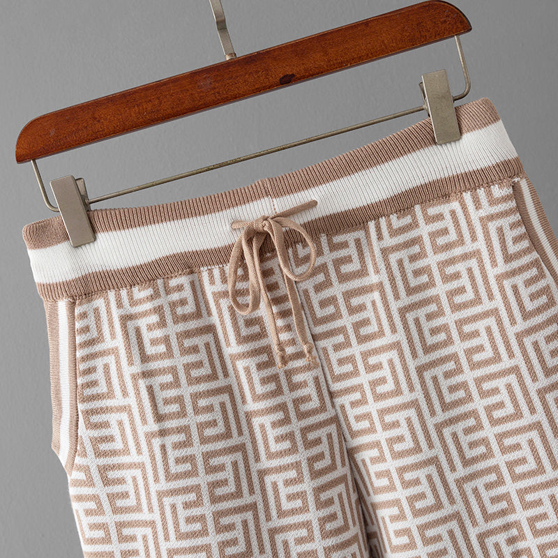 Abstract Beauty Set – Cozy Hooded Cardigan & Wide Leg Pants