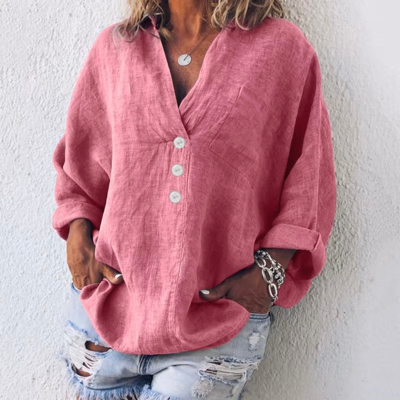 Linen Blouse Oversized Relaxed Fit