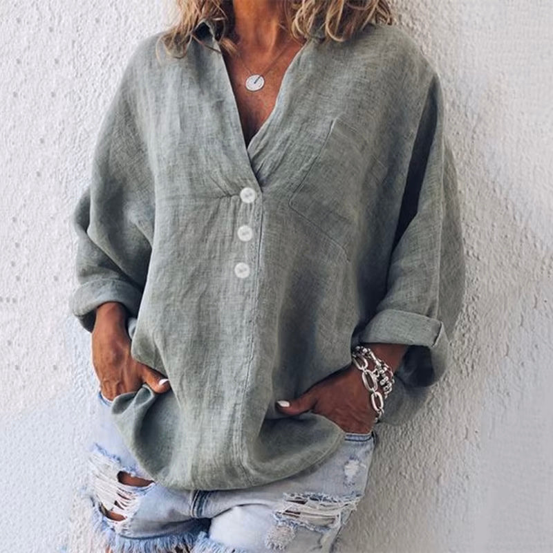 Linen Blouse Oversized Relaxed Fit