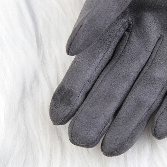 Faux Fur Winter Gloves | Cozy Velvet Suede